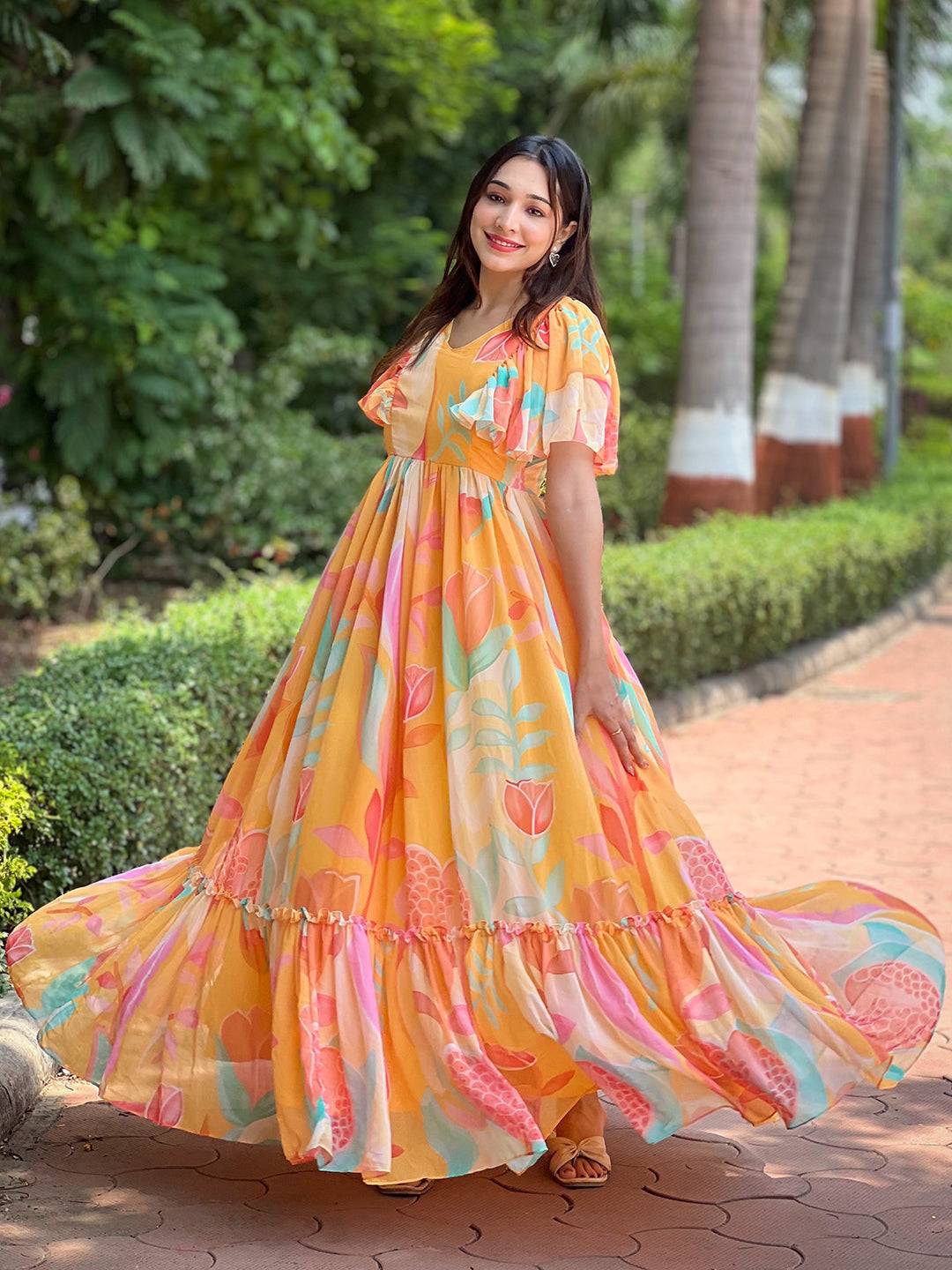 Carnival Yellow V-Neck Dress