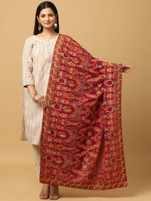 Wine Rust Paisley Band Pashmina Dupatta