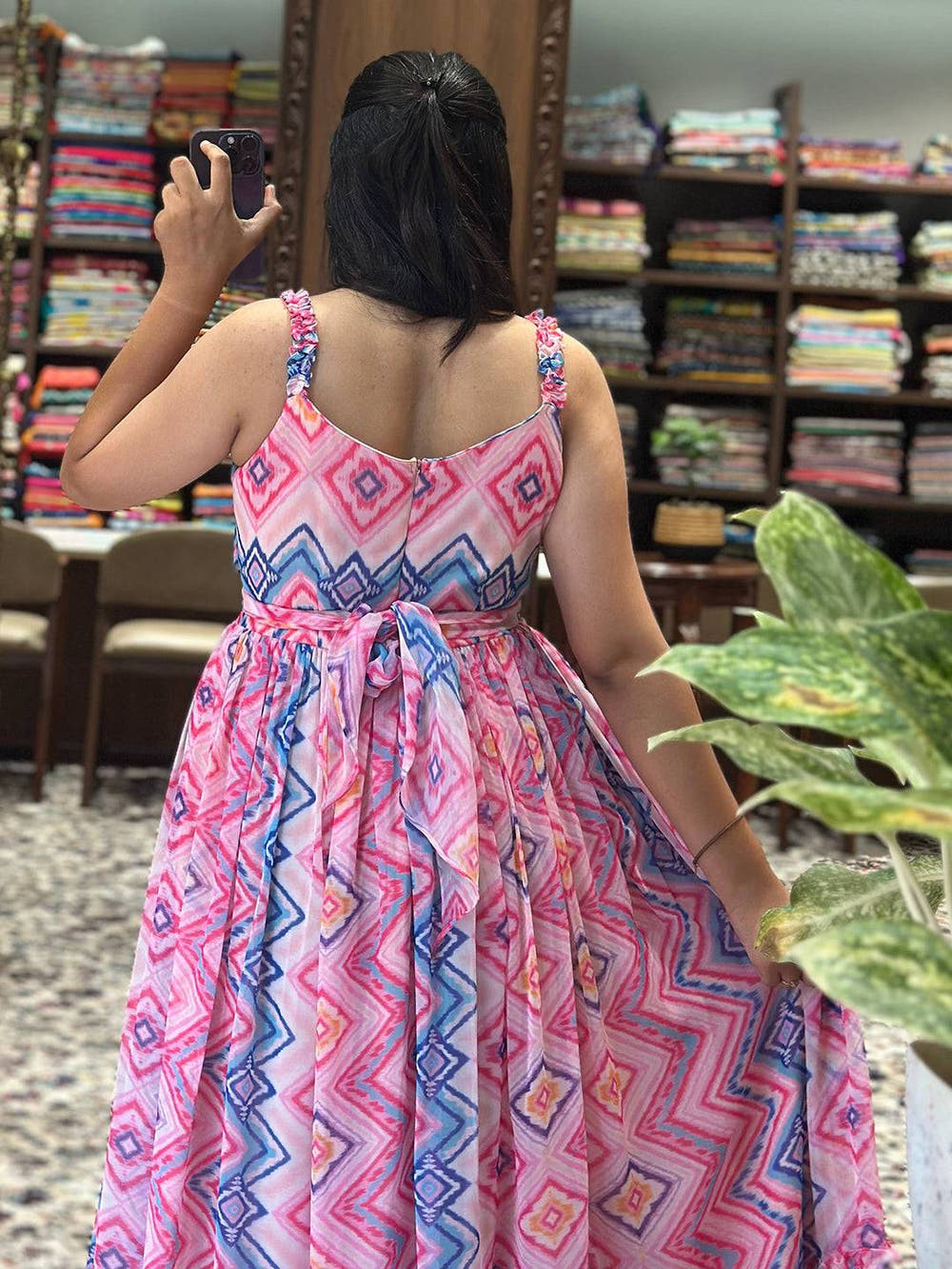Primrose Pink Paan Neck Dress