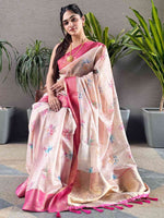 Peach Colour Digital Flower Print Kota Silk Saree