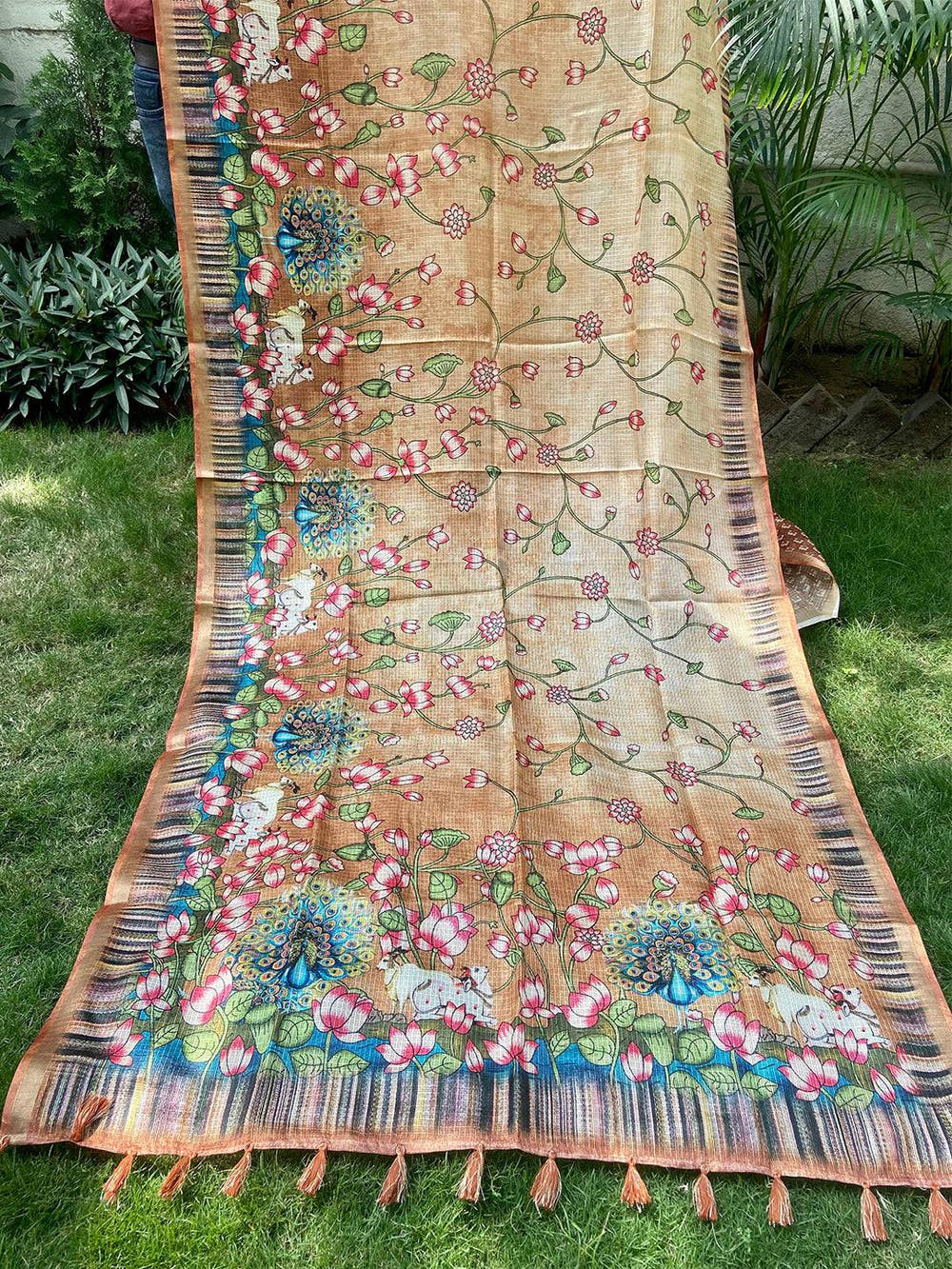 Stylish Soft Kota Doriya Silk Saree with Pichwai Prints and Rich Pallu