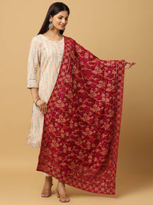 Wine Deep Floral Spray Pashmina Dupatta