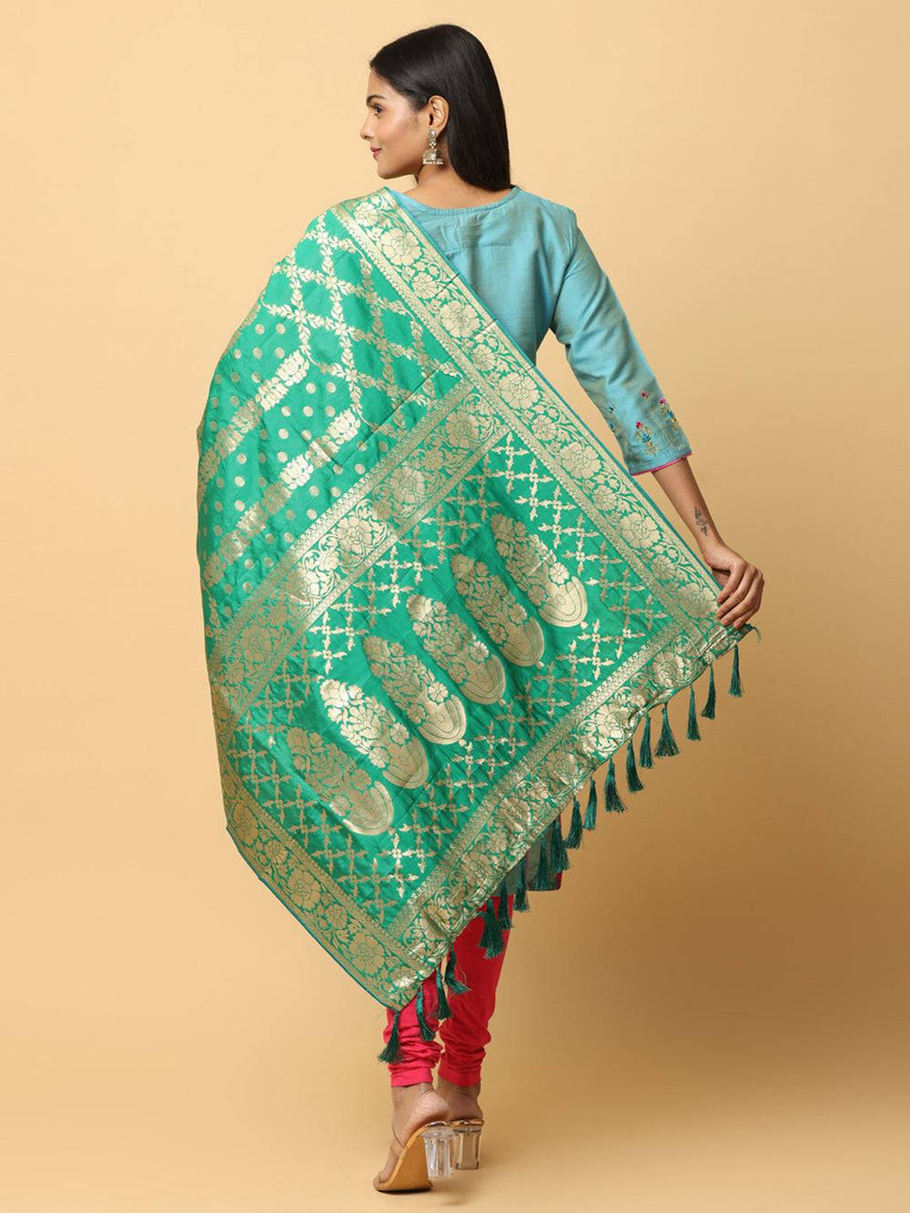 Beautiful Silk Blend Woven Design Dupatta