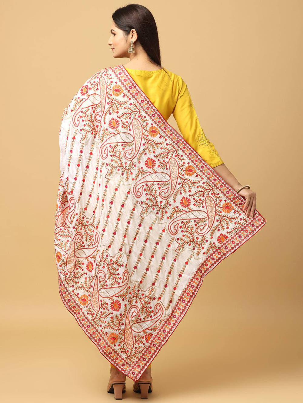 Ivory Rose Paisley Light Pashmina Dupatta