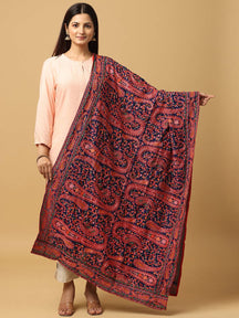 Navy Red Paisley Medallion Pashmina Dupatta