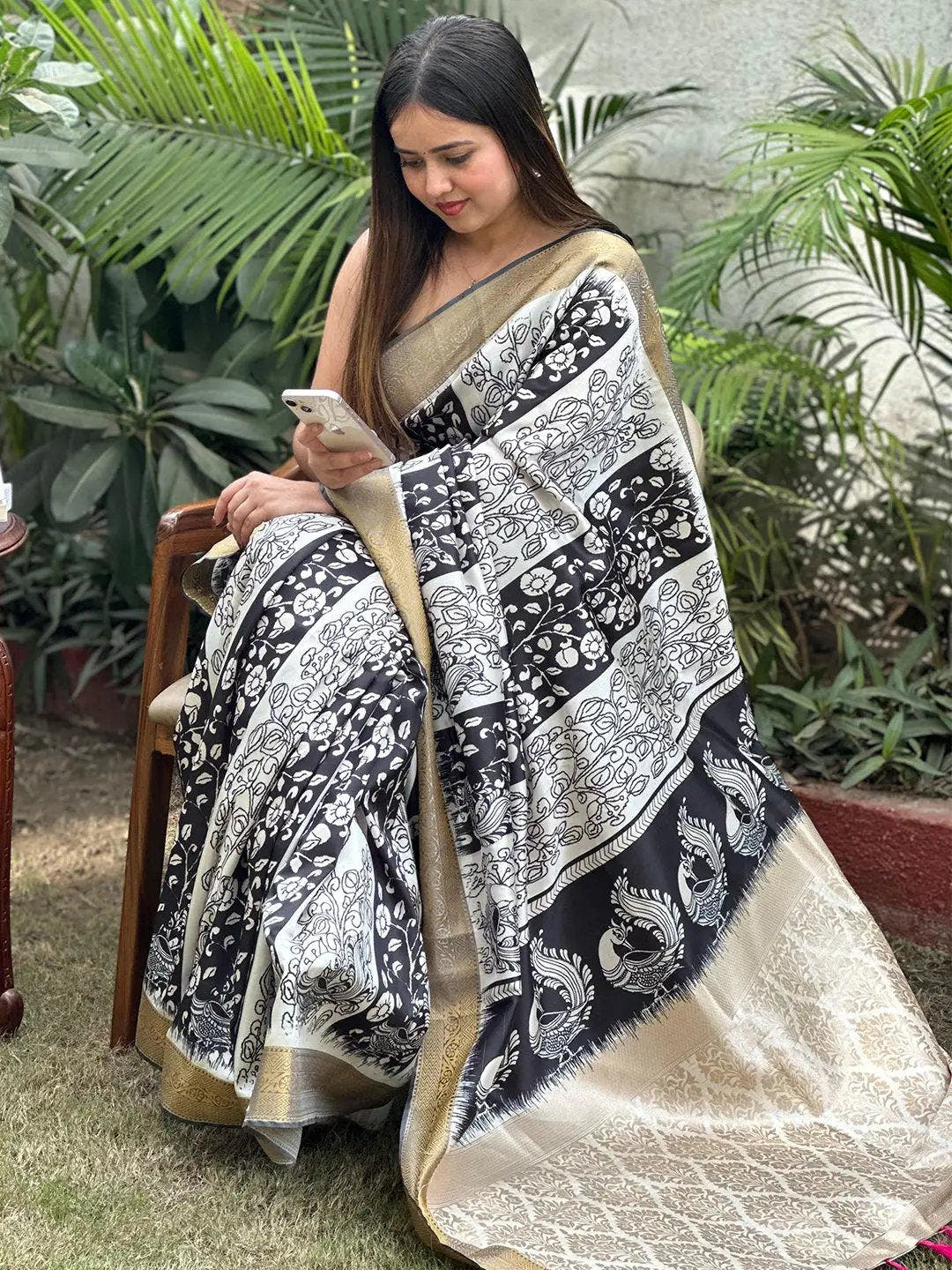 Stunning Kalamkari and Block Print Work Saree
