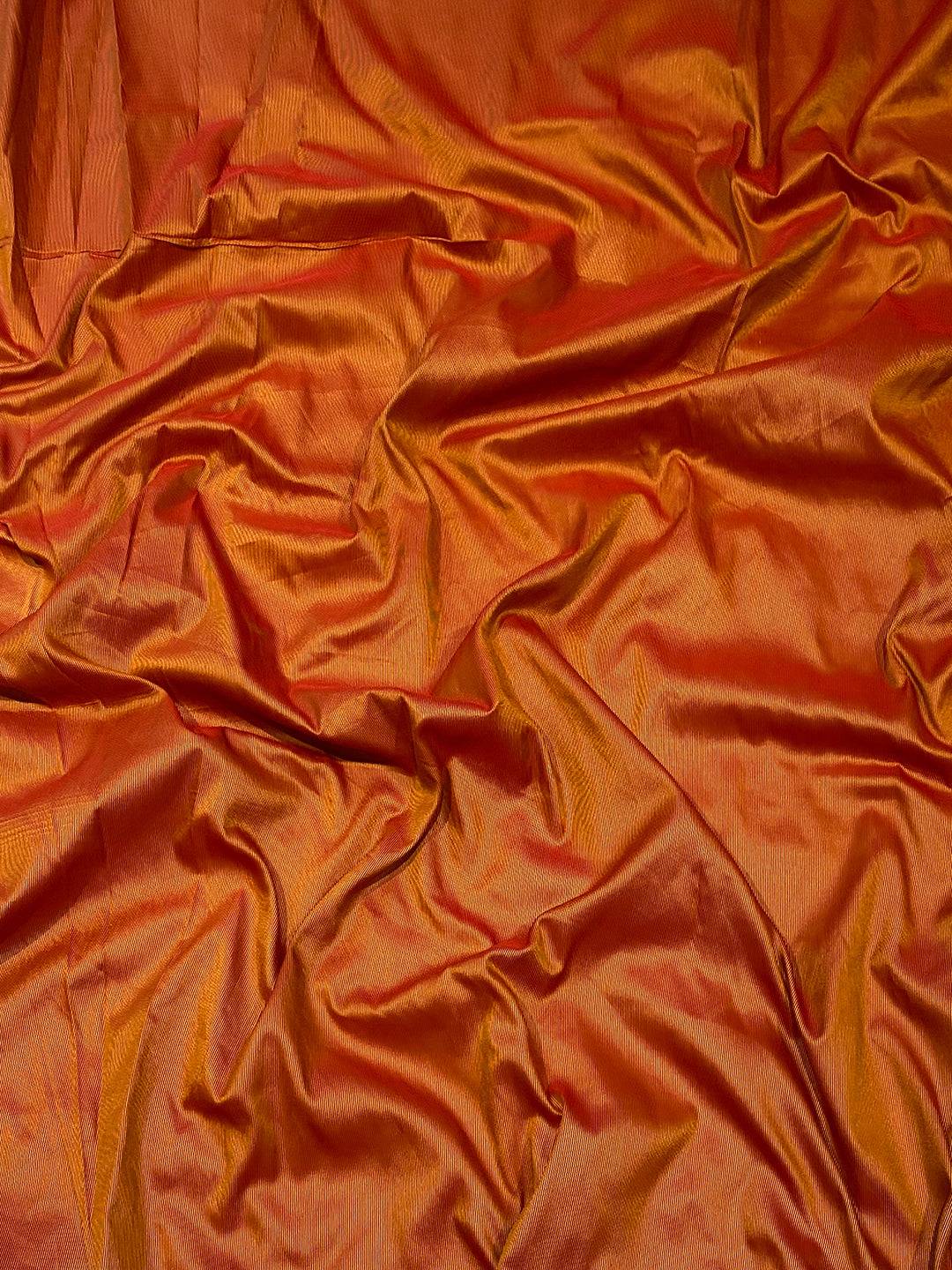 Orange Soft Silk Saree With Postar Weaving Zari Pallu
