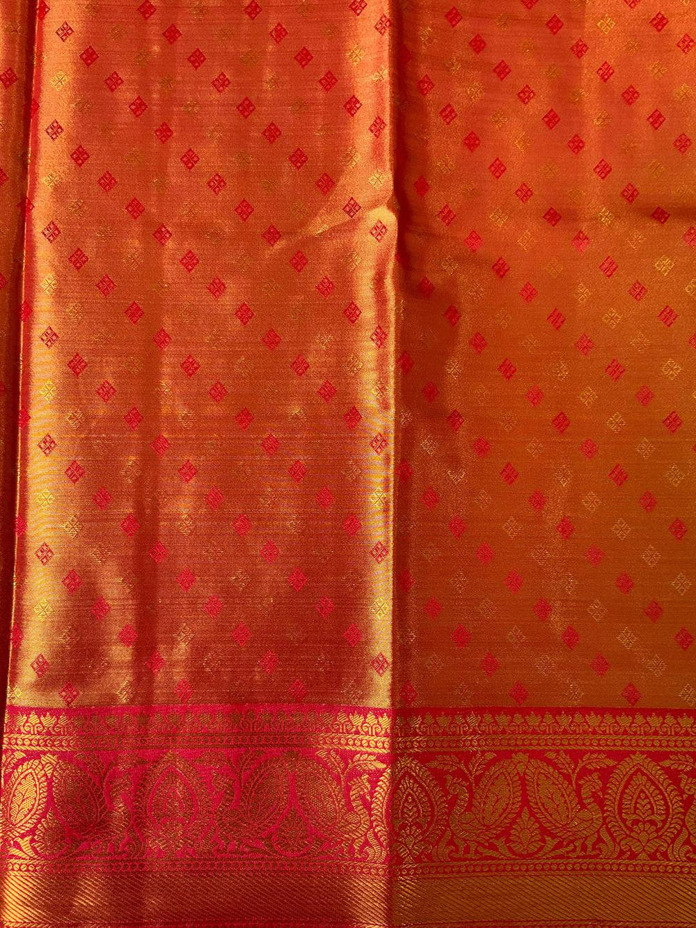 Vibrant Red Zigzag Chevron Saree