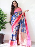 Attractive Soft Silk Gadwal Border Pochampally Print Saree