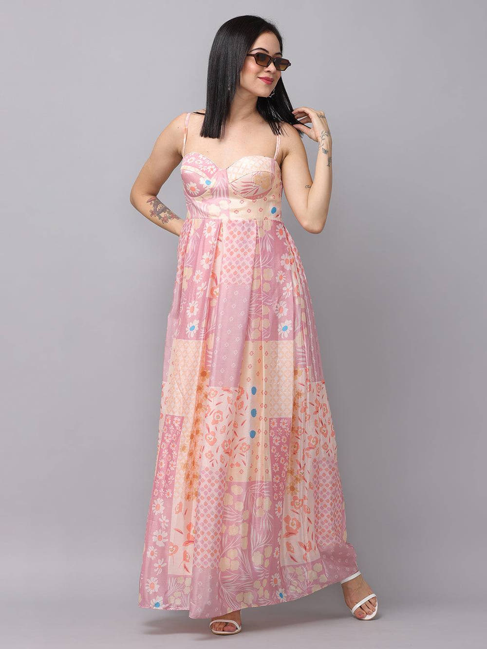 Lavender Sweetheart Neck Dress