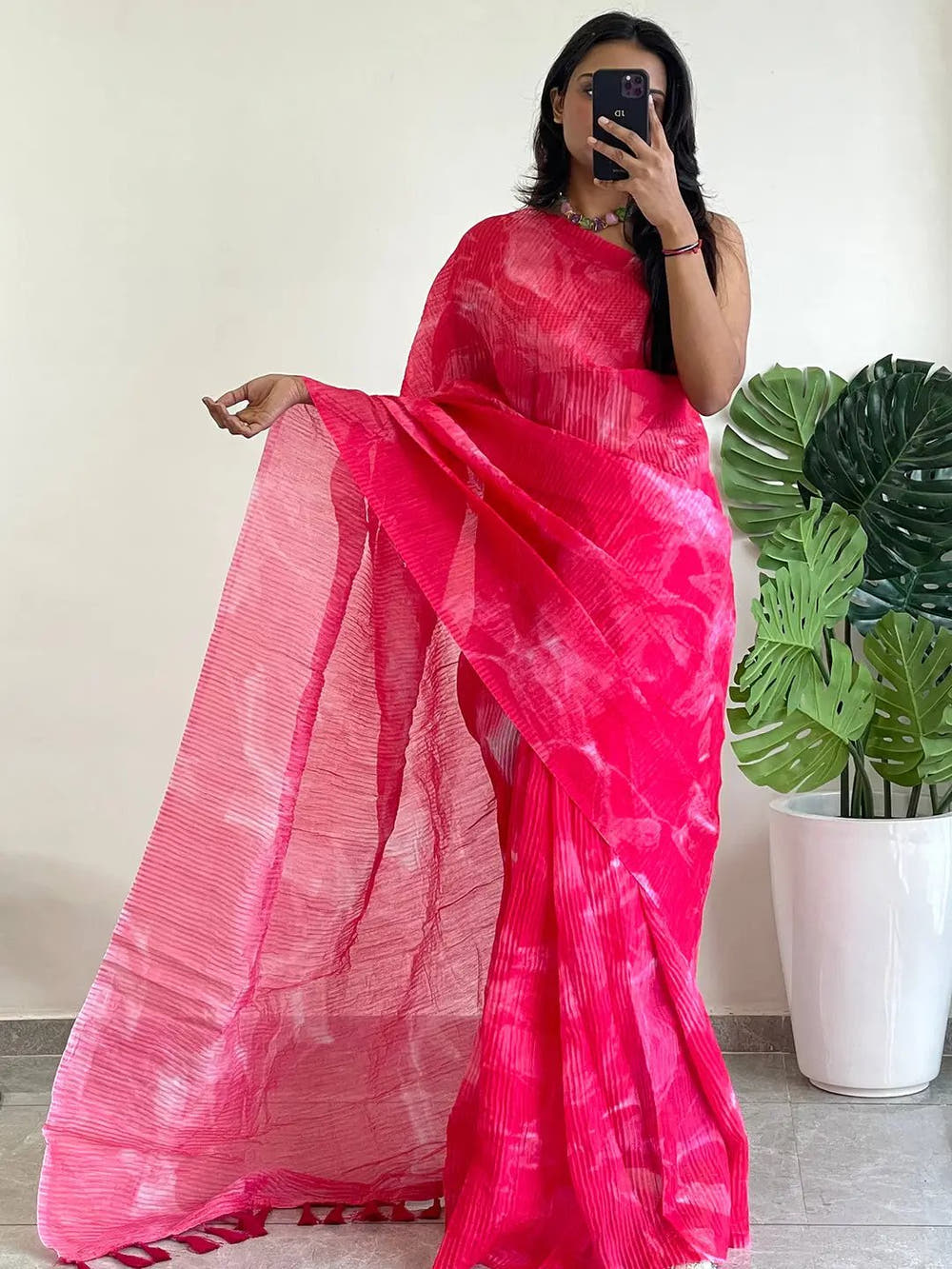 Elevate Your Style with Multy Colored Print Bollywood Design Crash Saree