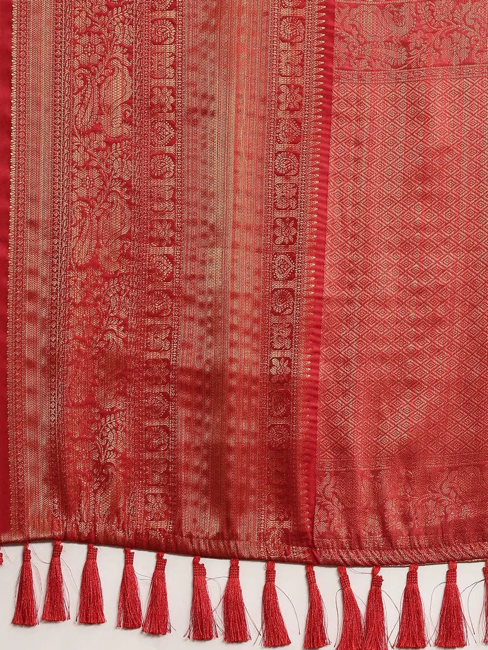 Red Colour Digital Floral Print Pattu Banarasi Silk Saree
