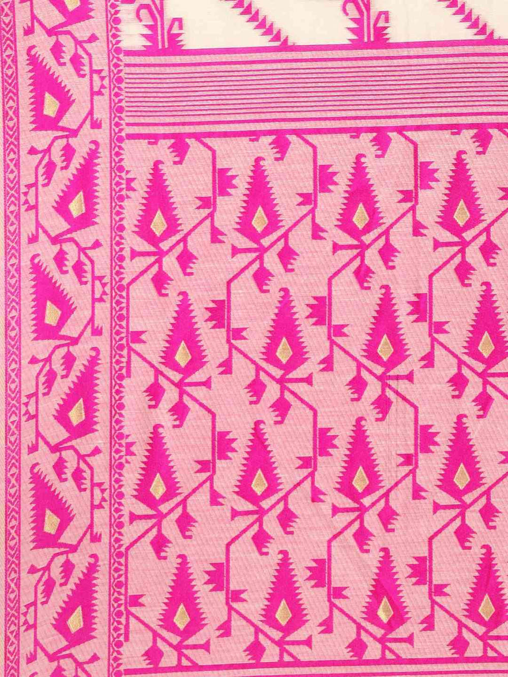 Jamdani Pink Colour Ethnic Motif Design Silk Cotton Saree