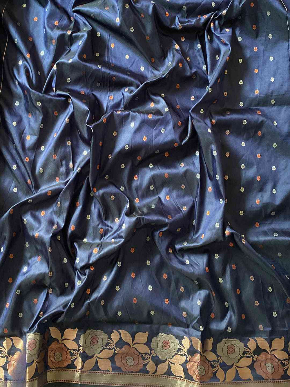 Navy Blue Colour Banarasi Silk Zari Woven Saree