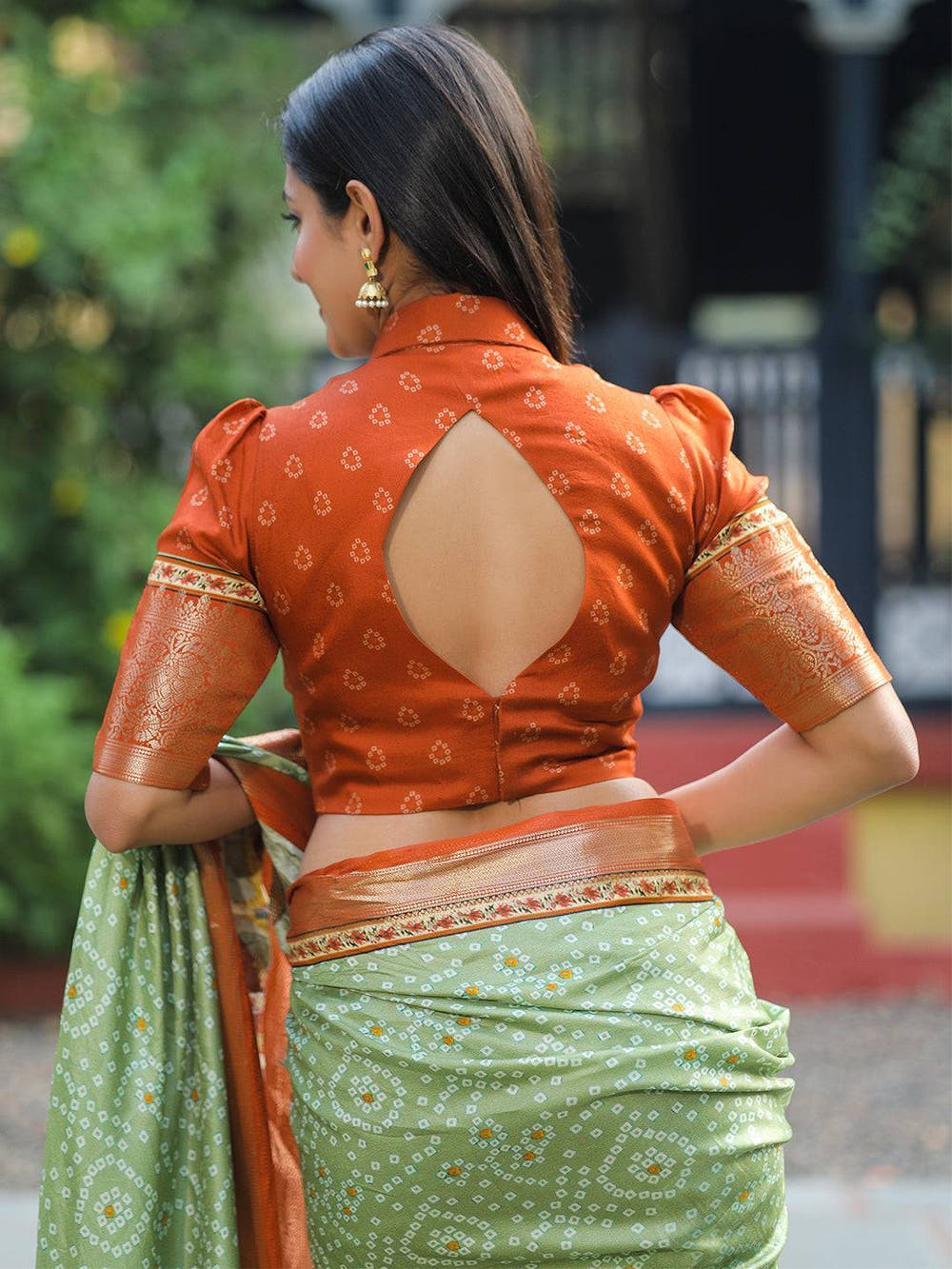 Pista Pure Viscose Dola Silk Saree with Exquisite Bhandhej Print - Luxe