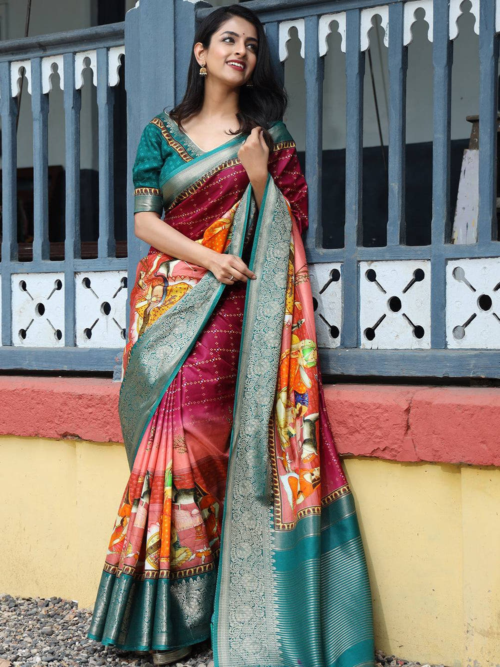 Rani Pure Viscose Dola Silk Saree with Exquisite Bhandhej Print - Luxe