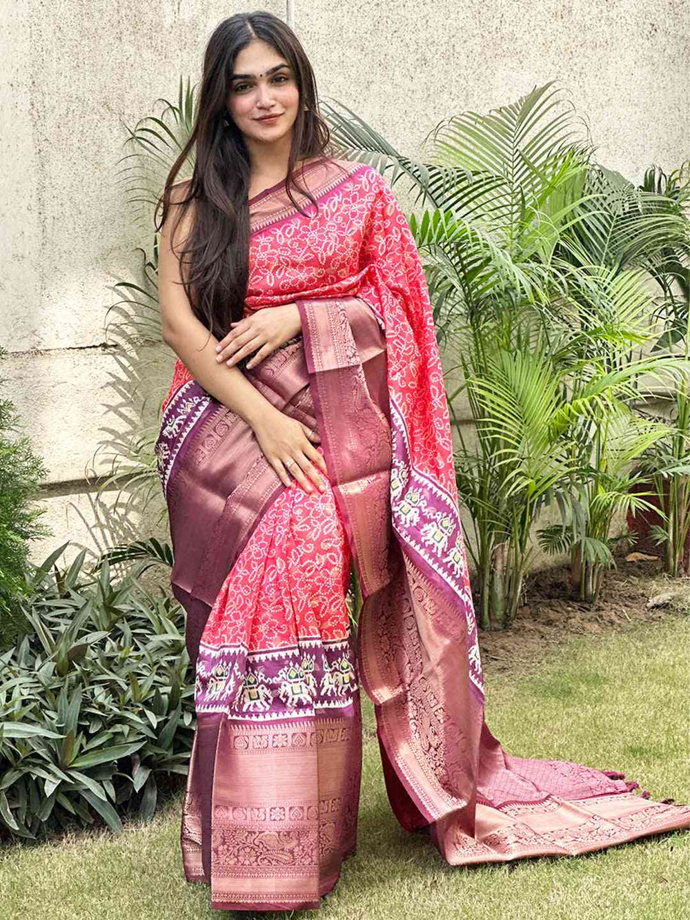 Soft Silk Bandhej Digital Printed Saree