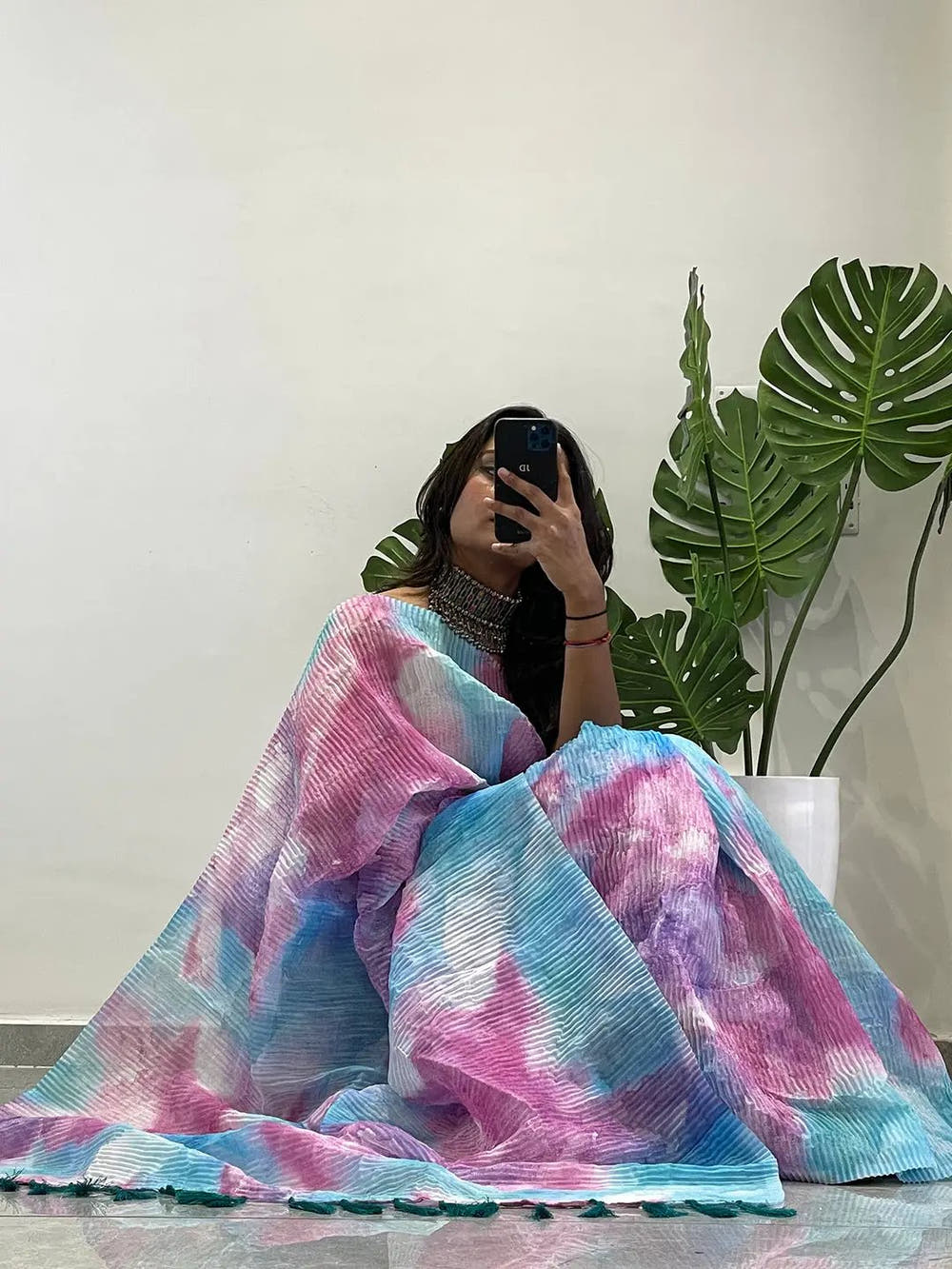 Elevate Your Style with Multy Colored Print Bollywood Design Crash Saree