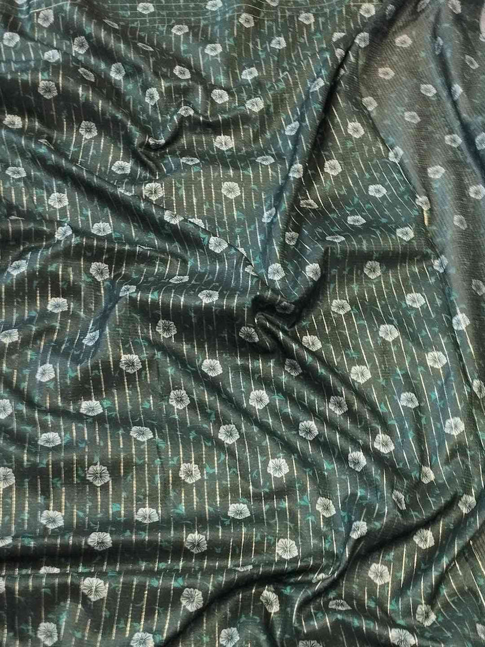 Satin Kota Doria Saree With Kalamkari Digital Print In Blue Colour