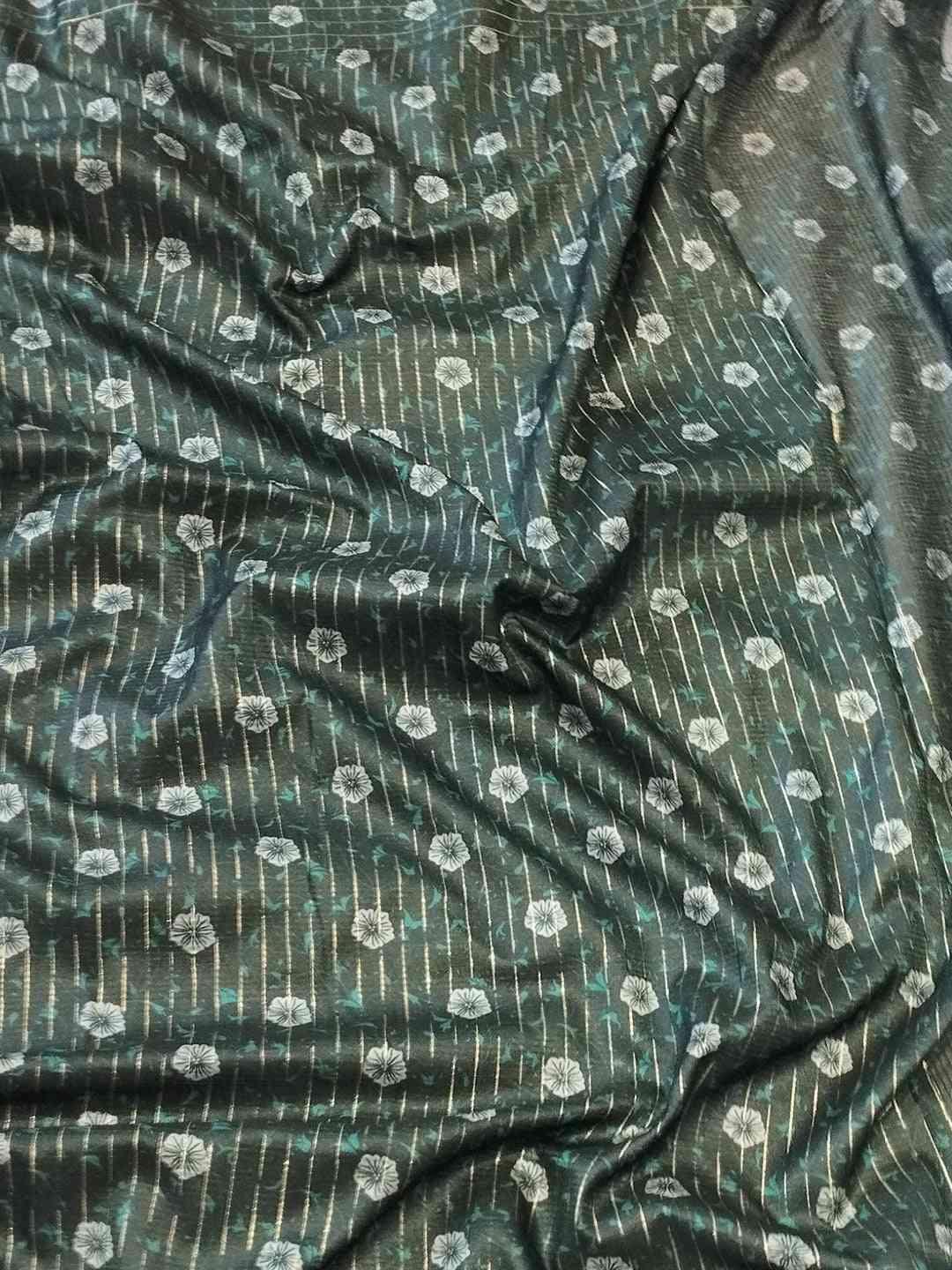 Satin Kota Doria Saree With Kalamkari Digital Print In Blue Colour