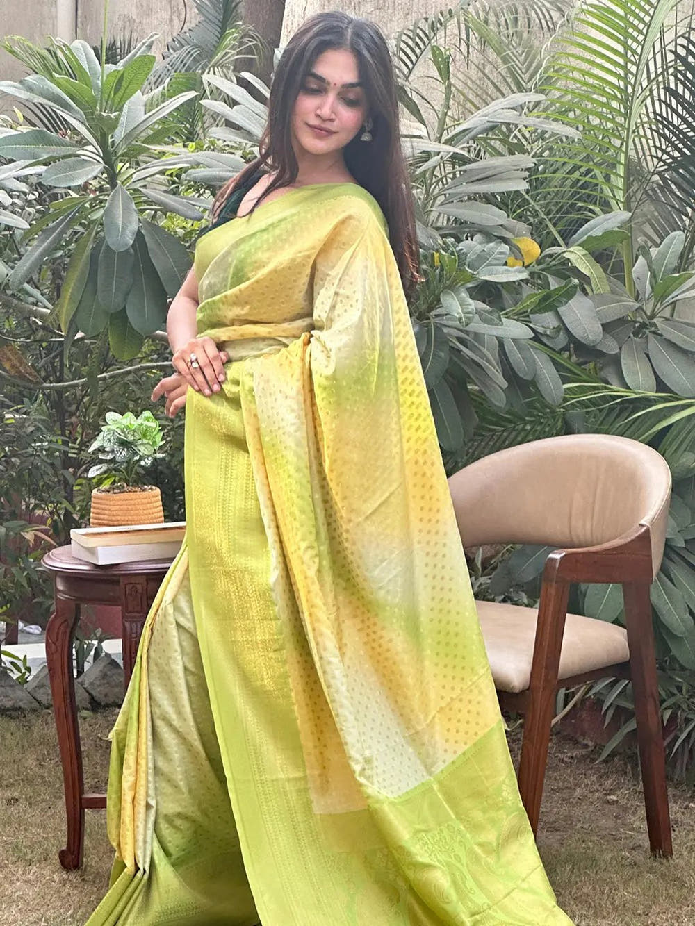 Soft Silk Banarasi Ombre Print Party Wear Saree