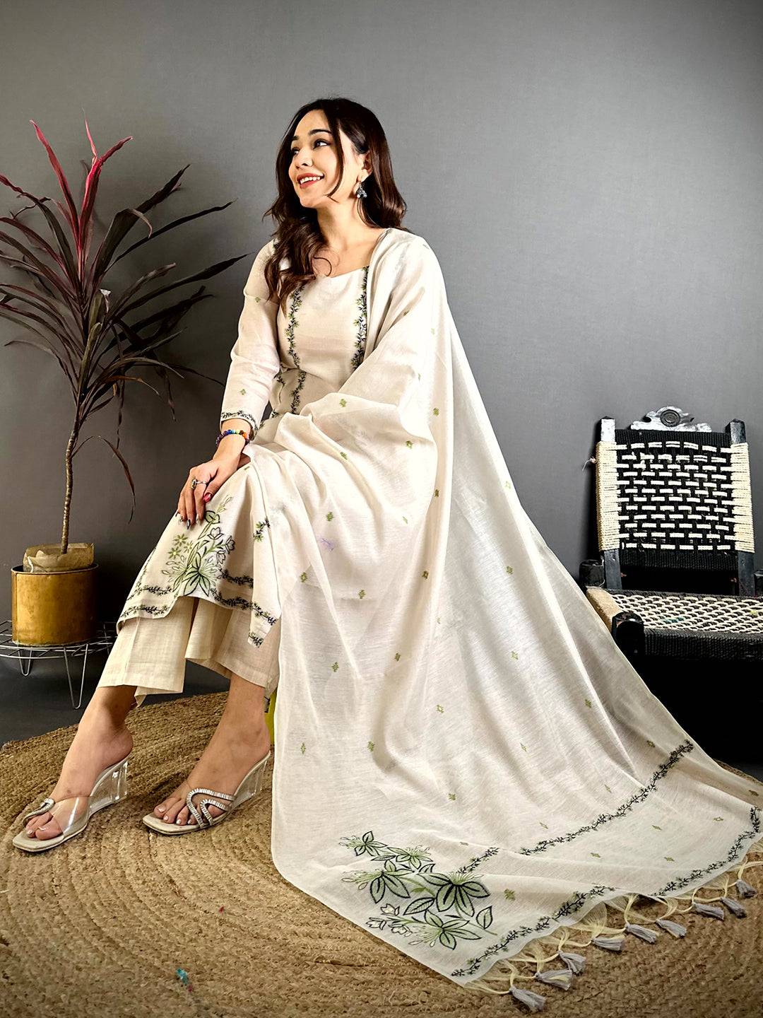 Ivory  Floral  Heritage  Dress