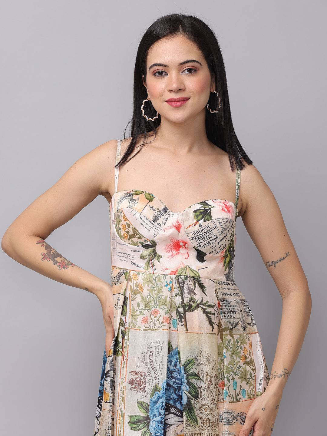 Sweetheart Neck Multi Color Dress