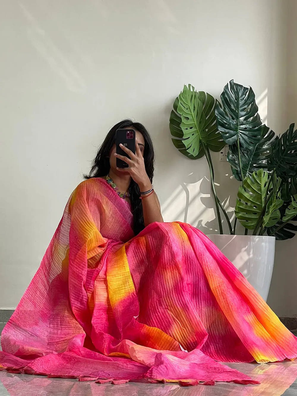 Elevate Your Style with Multy Colored Print Bollywood Design Crash Saree