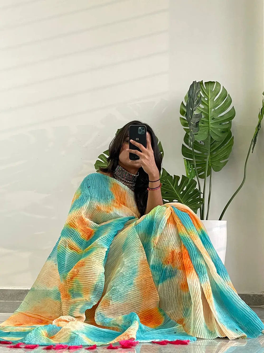 Elevate Your Style with Multy Colored Print Bollywood Design Crash Saree