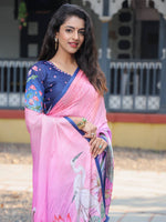 Satin Georgette Dark Pink Colour Hand Print Saree - Luxe