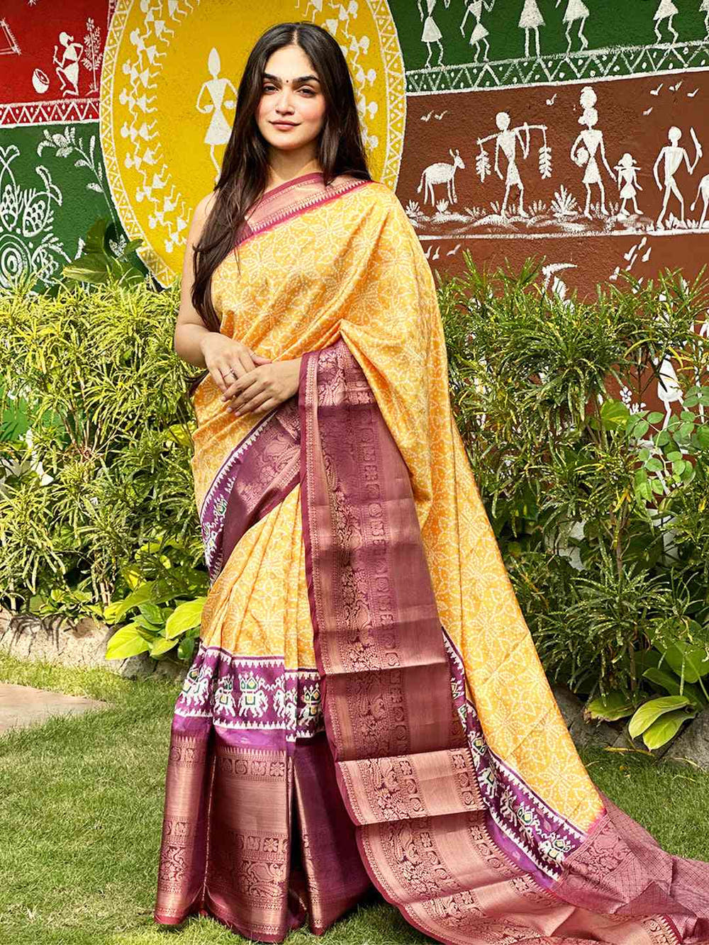Soft Silk Bandhej Digital Printed Saree