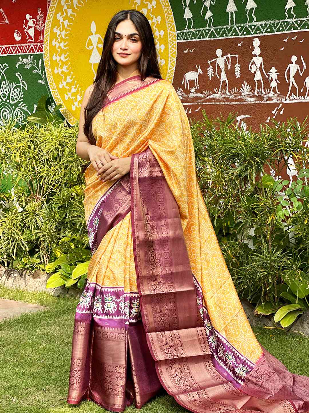 Soft Silk Bandhej Digital Printed Saree