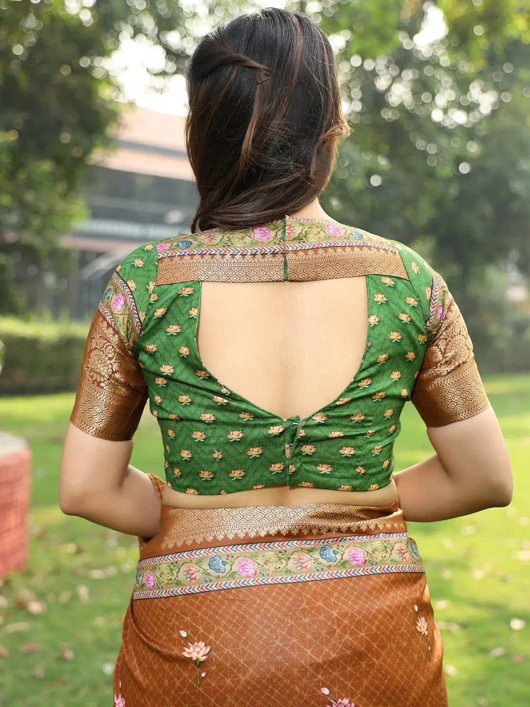 Brown Colour Pure Viscose Dola Silk Saree with Pichwai Kalamkari Print - Luxe