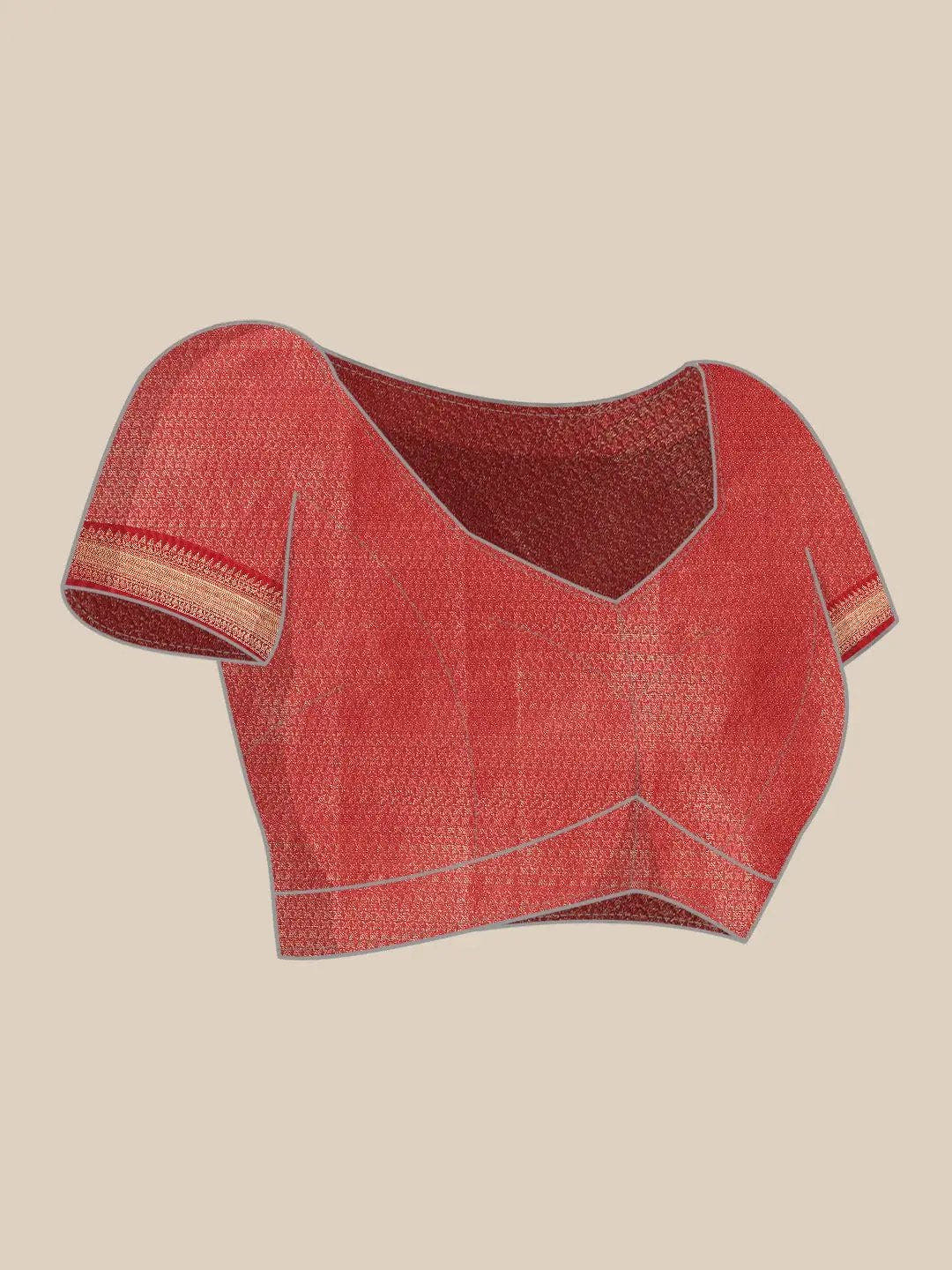 Red Colour Digital Floral Print Pattu Banarasi Silk Saree
