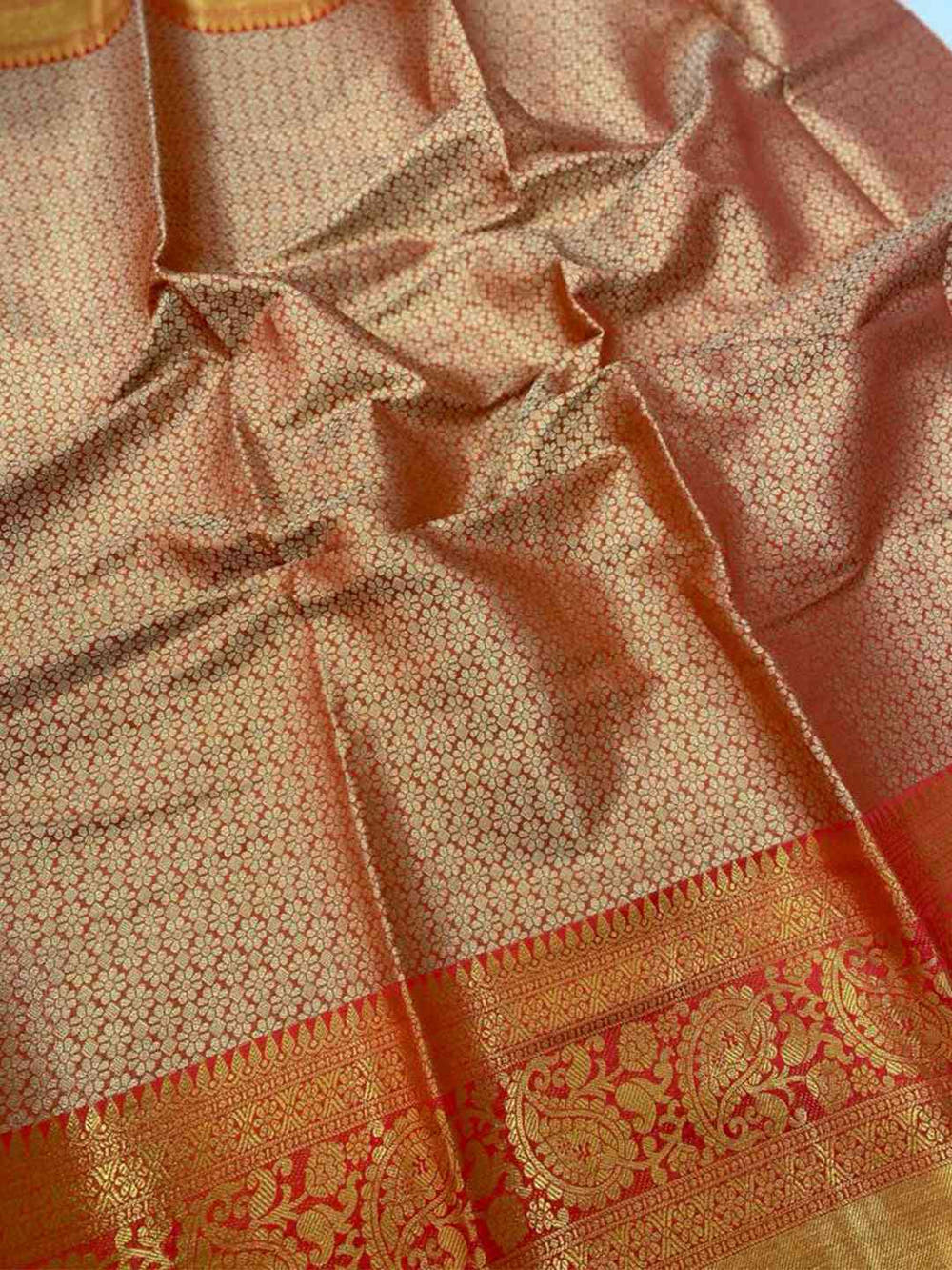 Exclusive Gold Zari One Grm Gold Kanjivaaram Pattu Silk Saree.