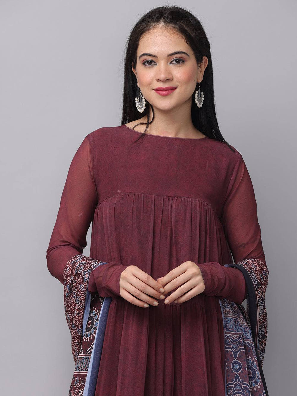 Mulberry Round Neck Long Dress