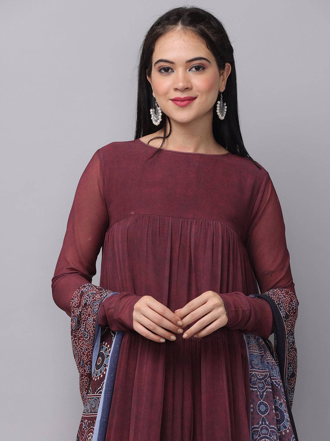 Mulberry Round Neck Long Dress