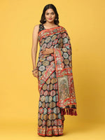 Soft Linen Kalamkari Block Print  With Sequin Border 