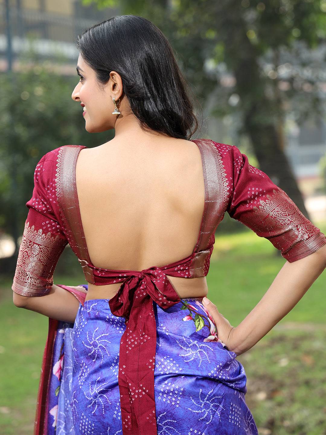 Purple Colour Pure Viscose Dola Silk Saree With Floral Print Border - Luxe