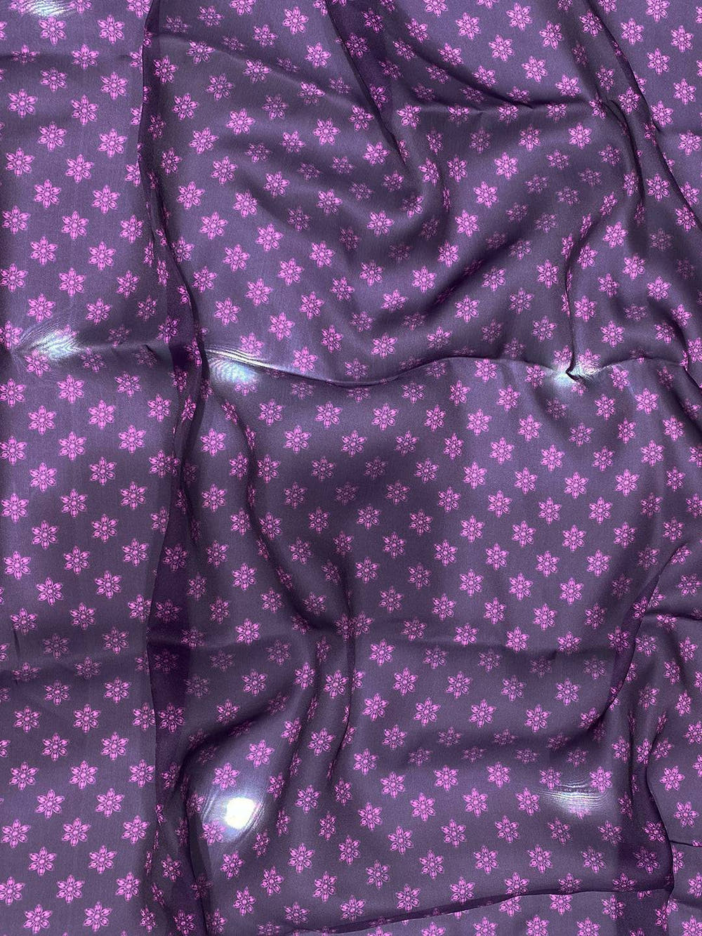 Purple Satin Georgette Floral Print Saree