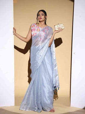 Chiffon Dual Tone Party Wear Designer Saree
