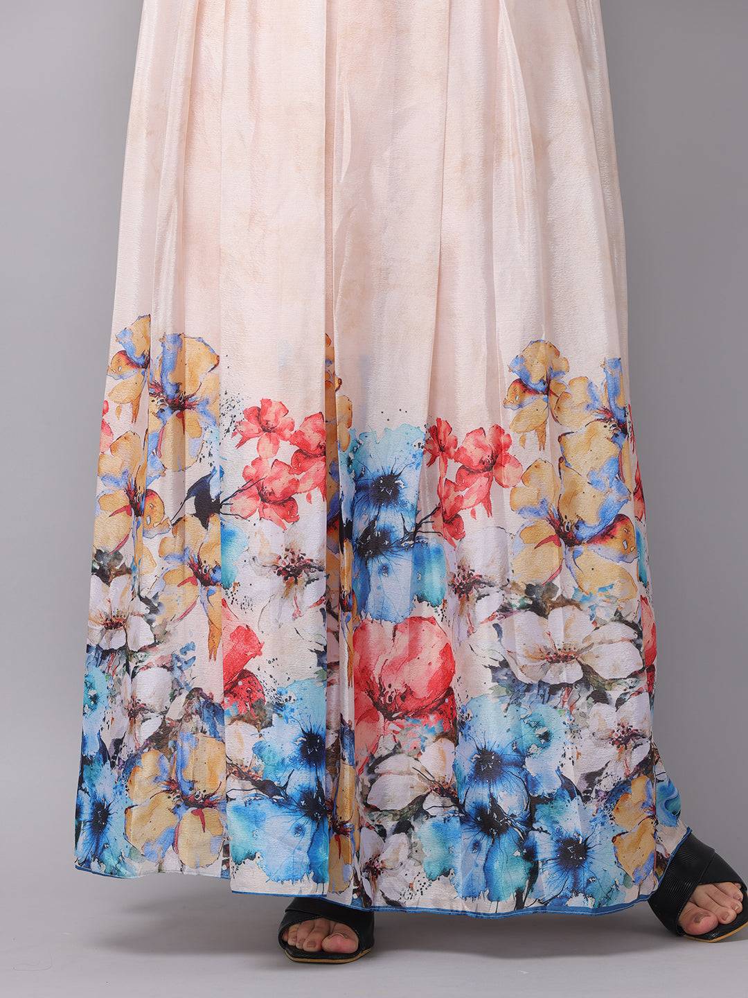 Cream Printed Floral Dress