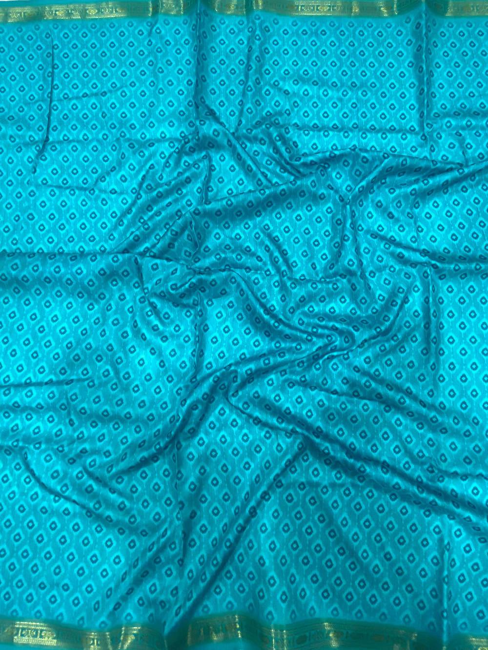 Turquoise Jungle Printed Silk Saree