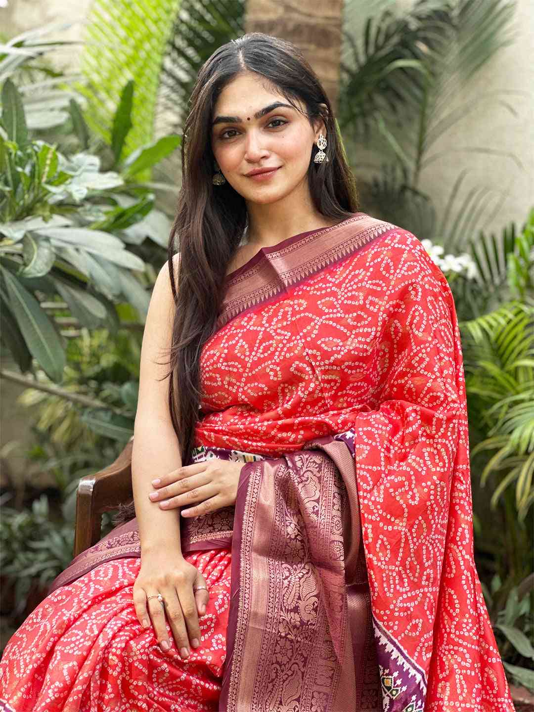 Soft Silk Bandhej Digital Printed Saree
