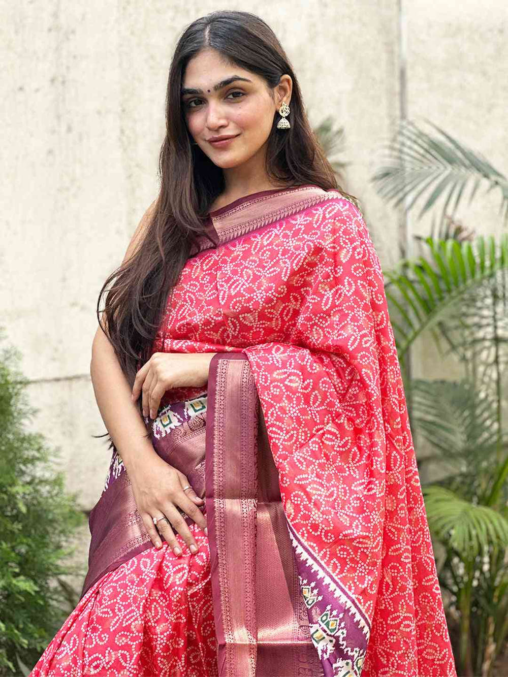 Soft Silk Bandhej Digital Printed Saree
