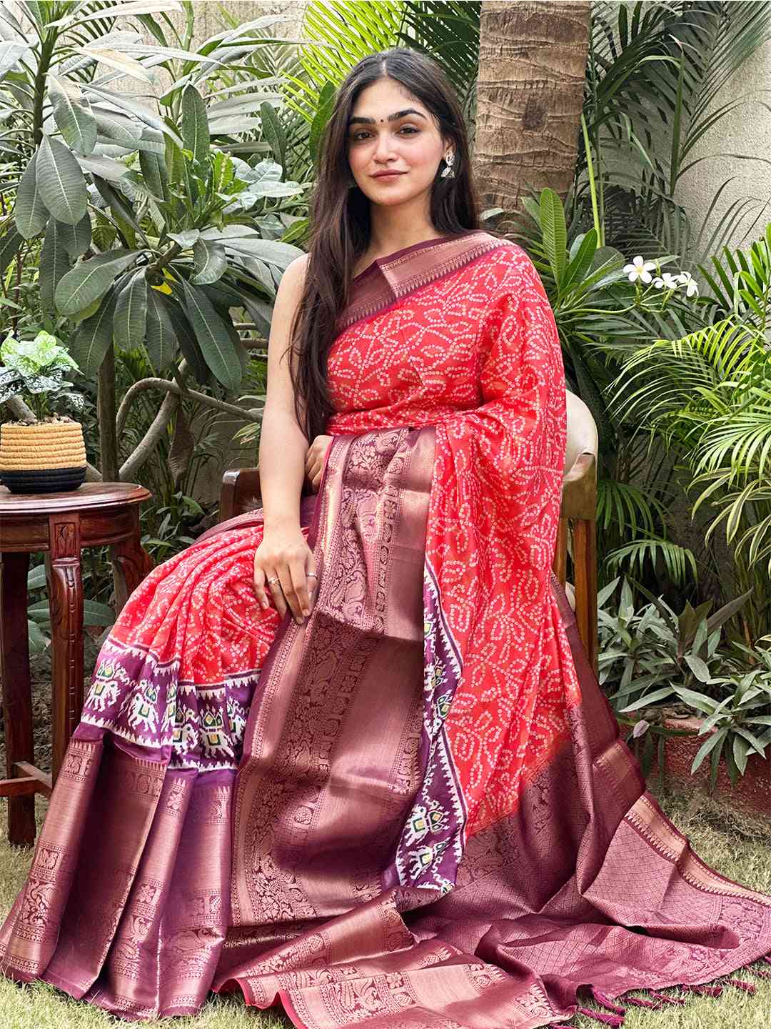 Soft Silk Bandhej Digital Printed Saree