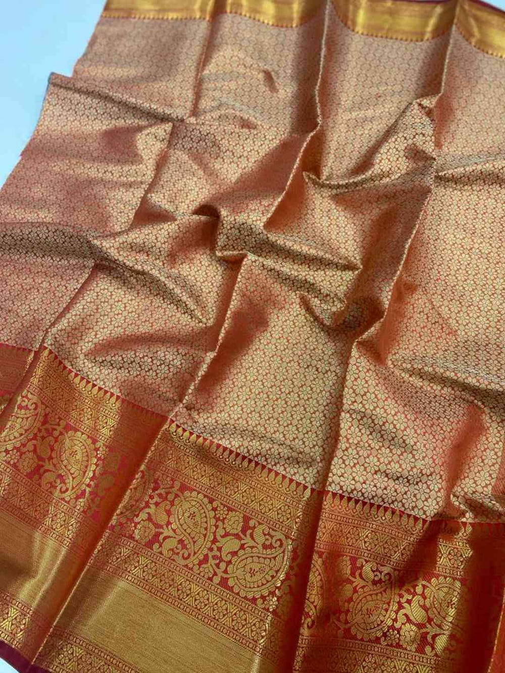 Exclusive Gold Zari One Grm Gold Kanjivaaram Pattu Silk Saree.