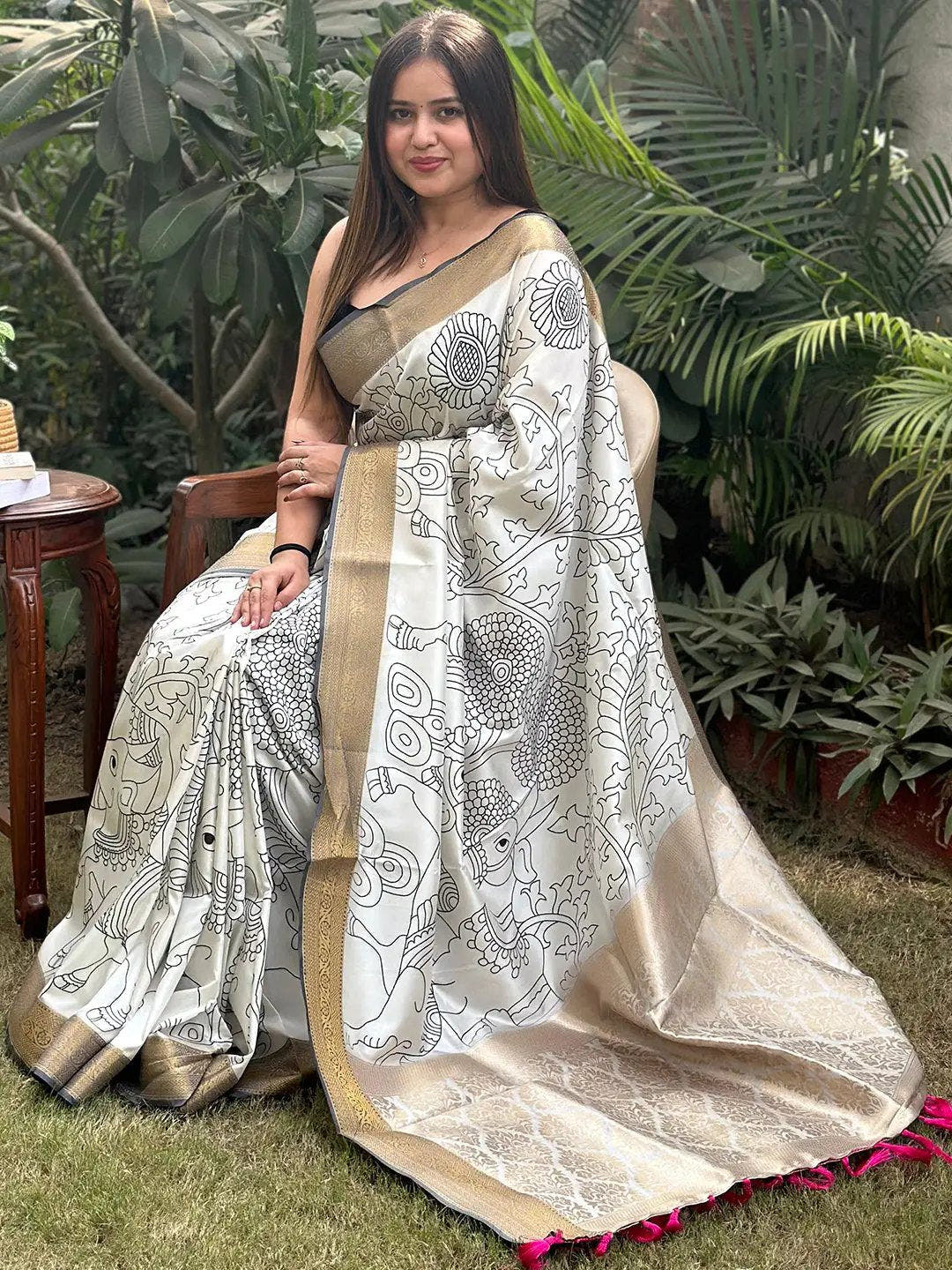 Stunning Kalamkari and Block Print Work Saree