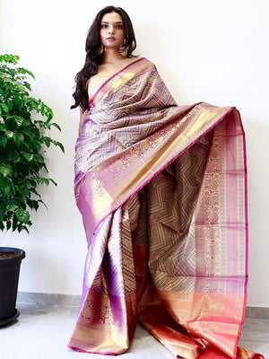 Exclusive Gold Zari One Grm Gold Kanjivaaram Pattu Silk Saree.