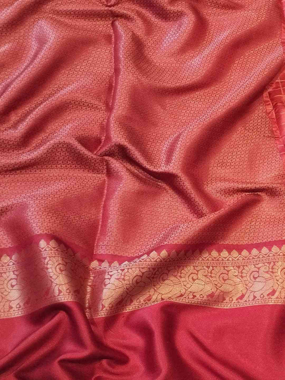 Mustard Double Border Chex Weaving Saree